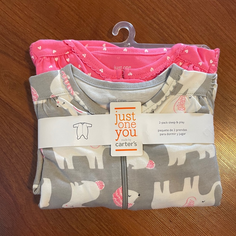 NWT Just One You 2-pack sleep & play pajamas 6M